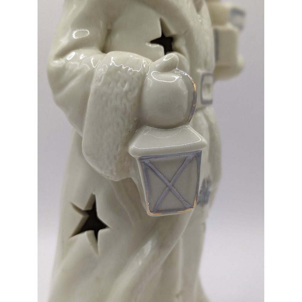 Santa Figurine Holding Lantern Presents Cutout Stars‎ Snowflakes 10" - Picture 9 of 16